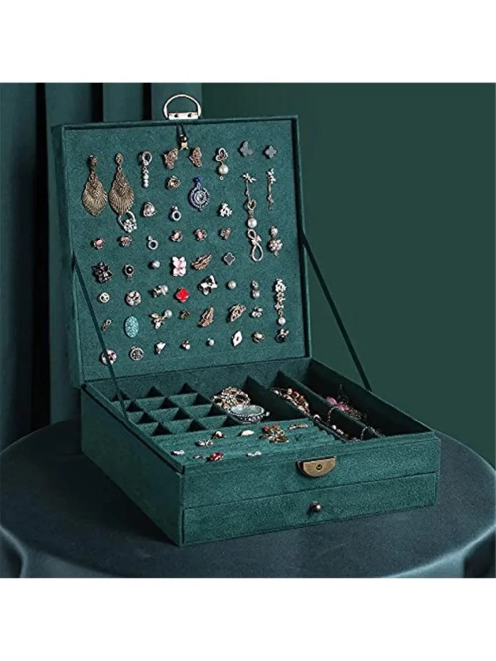 Travel Jewelry Box Organizer Lockable Jewelry Case Ring Necklace Storage